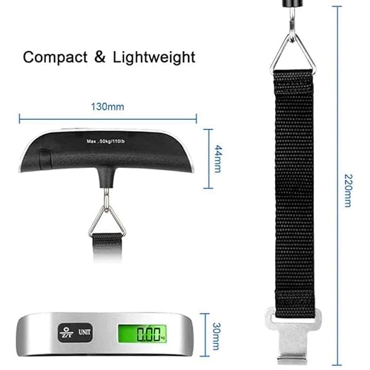 Digital Luggage Scales, Portable Digital Hanging Scale，110 Lbs Digital Hanging Luggage Scale with Backlight for Travel, Rubber Paint Handle Weighing