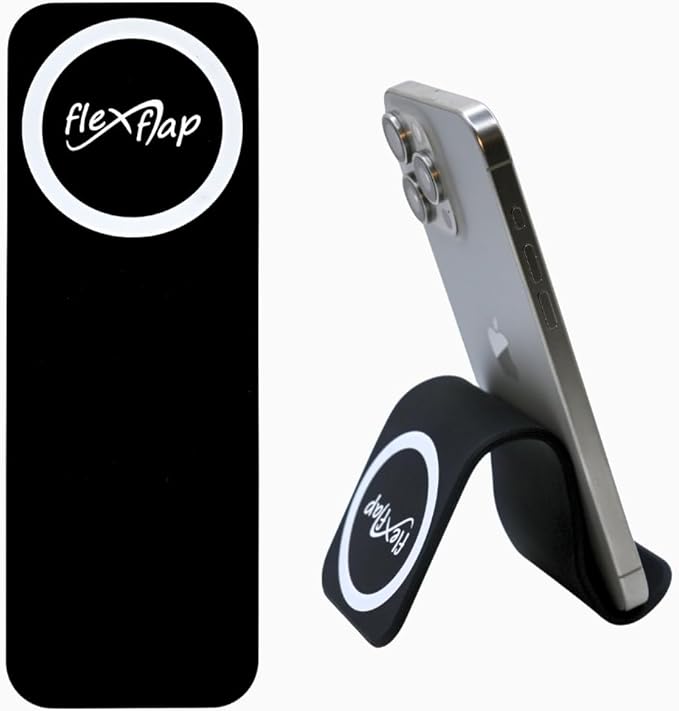 Flex Flap Mag Safe Phone Stand Airplane Travel Essentials for Flying Cell Phone Holder with Mag Safe Magnet & Flexible Silicone Stand for Desk, Treadmill, Home & in-Flight Airplane Travel Accessories