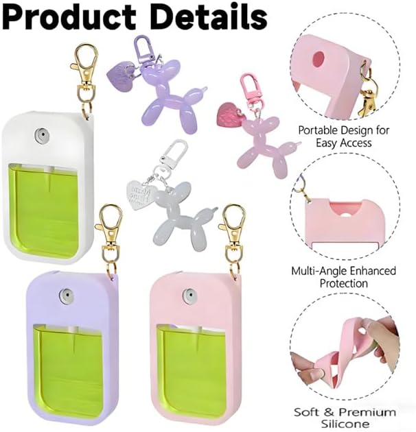 Silicone Case for Touchland Hand Sanitizer Spray with Keychain, Compatible with Power Mist & Glow Mist 1 FL Oz/30ML for Touchland Case, Hand Sanitizer Accessory-Pink