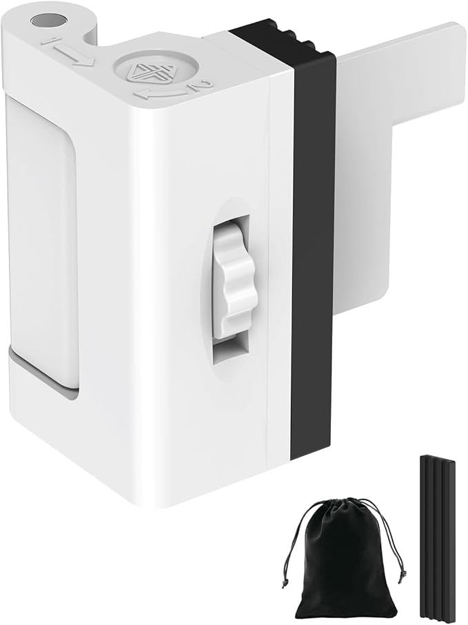 Portable Door Lock for Travel, Adjustable No Drilling Door Reinforcement Lock, Extra Latch Stopper for Hotel Room, Home Apartment, Inward Swing Door - Family & Travelers Security (White-1PC)