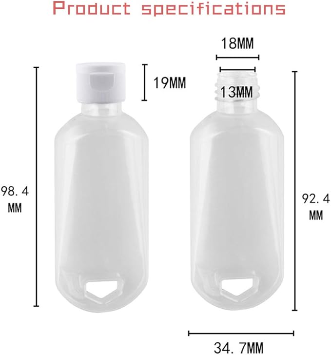 Refillable Travel Bottles Containers with-Clip - XMWangzi, with Filp or Nozzle, Empty Plastic Bottles, Filled with Cosmetic Oil Hand Sanitizer, Suitable for Home Office Outdoor (5 PCs)
