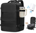 VGCUB Vacuum Backpack Travel with Pump Vacpack System Storage Compression Carry on Laptop Work Business Waterproof College Bags Casual Daypack Backpacks for Women Men Black