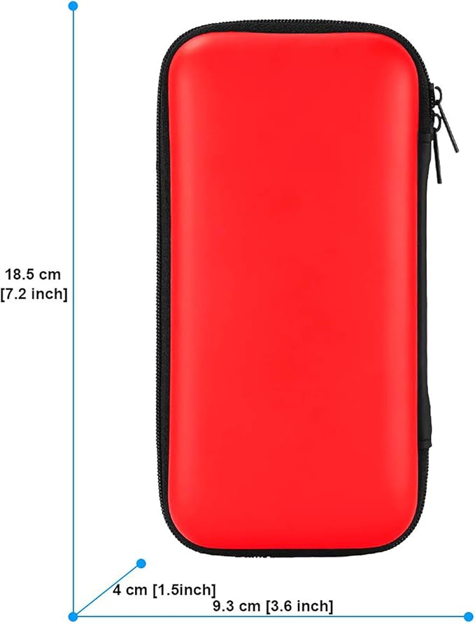 iMangoo Travel Essential Electronics Organizer Pouch Charger Case, Shockproof Dual Zipper Power Bank Cables Tech Accessories Purse, Men & Women Travel Must Have Storage Bag, 6.5x3.2x1 inch Red