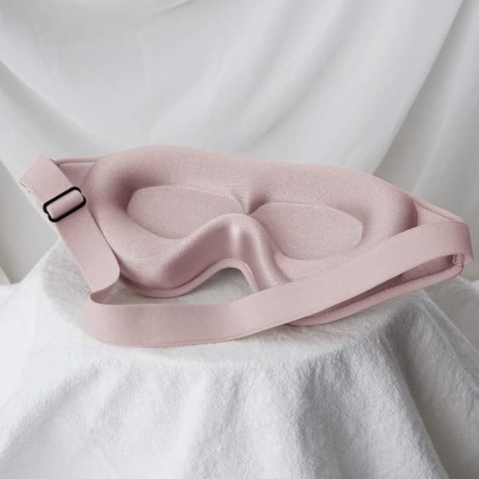 3D Sleep Mask for Side Sleepers, Memory Foam Eye Mask for Sleeping, 100% Blackout, Breathable & Lightweight, Adjustable Strap, No Pressure on Eyes, Soft Travel Sleep Mask for Men & Women Pink