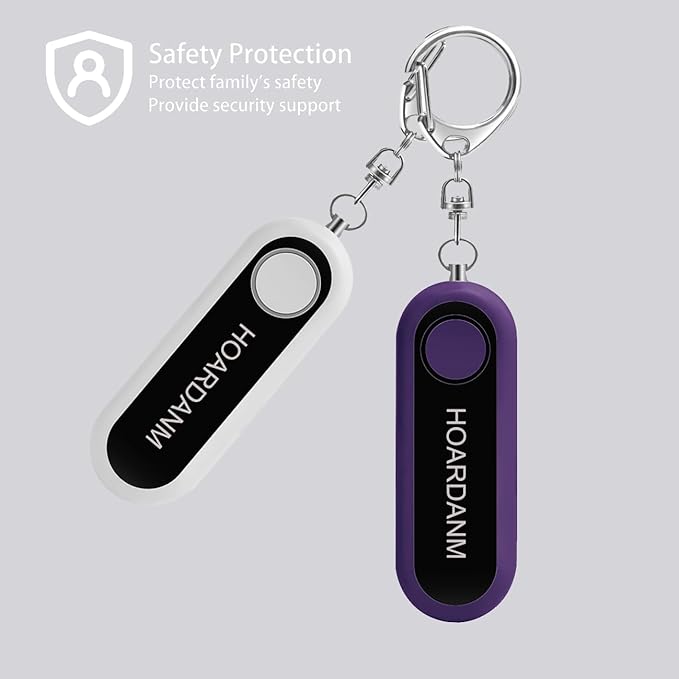 Personal Alarm for Women, Girls Simple Personal Safety Alarm, Extra LED Strobe Light, Safety Self Defense Keychain, Loud Horns & Siren (White).