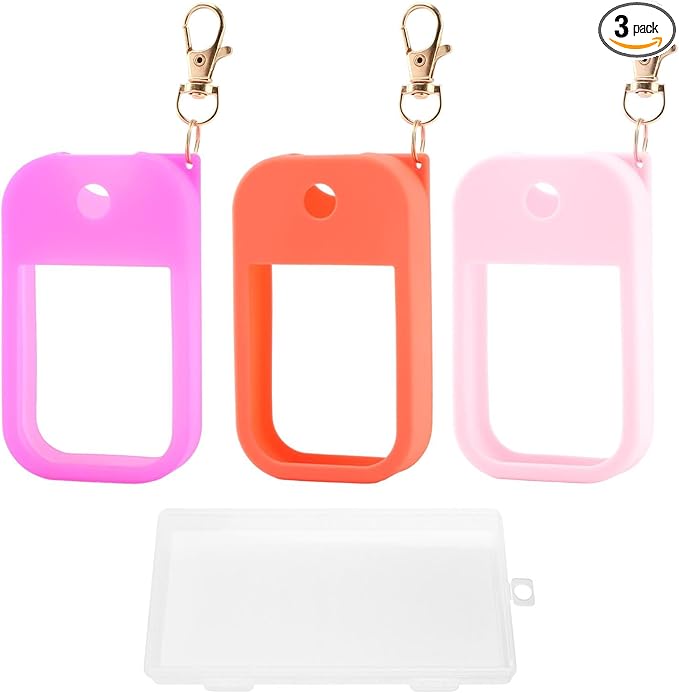 Hand Sanitizer Spray Accessory, Compatible with Touchland Power Mist/Glow Mist 1oz bottles, Silicone Case with Keychain and Storage Box