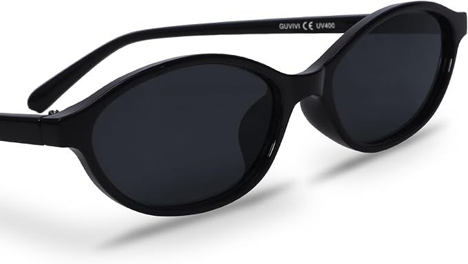 GUVIVI Retro Oval Sunglasses for Women Chic Cat Eye 90s Sunnies Lightweight Narrow Shades Trendy UV protection Sun Glasses