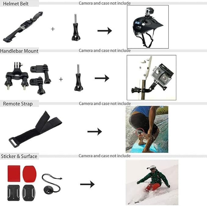 Action Camera Accessories Accessories Kit for Black Carrying Bag Waterproof Housing Case Tripod Set for