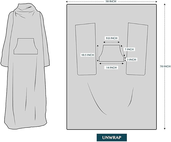 PAVILIA Blanket with Sleeves for Adult Women Men, Soft Warm Wearable Blanket Fleece Wrap Throw, Robe Blanket Gift
