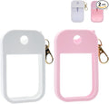 2 Sets Silicone Case Compatible with Touchland Hand Sanitizer Spray 1 FL. OZ./30 mL, Stylish Hand Sanitizer Mist Accessory with Portable Keychain (Pink, White)