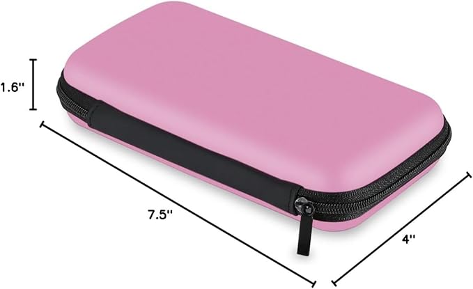 iMangoo Travel Essential Electronics Organizer Pouch Charger Case, Shockproof Dual Zipper Power Bank Cables Tech Accessories Purse, Men & Women Travel Must Have Storage Bag, 6.5x3.2x1 inch Pink