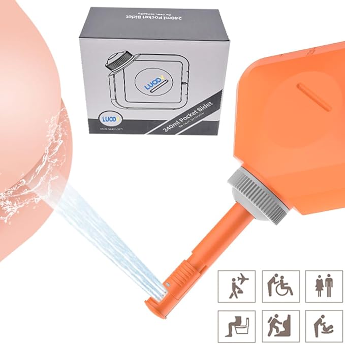 Portable Bidet for Toilet or Travel 2 of Pack.Handheld Bidet for Postpartum Perineal Care,Hemorrhoid Treatment,and Baby,Elderly,Sprayer,Bio, Personal bidets (Pink+Orange Bidet)