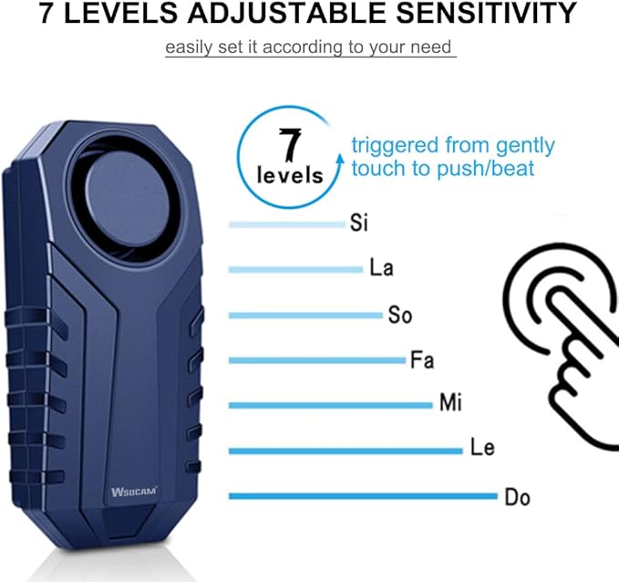 WSDCAM 113dB Bike Alarm Wireless Anti Theft Vibration Motion Sensor Vehicle Security Alarm System Waterproof Motorcycle Alarm Bicycle Alarm with Remote - Blue