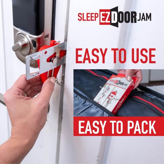 Sleep EZ Portable Door Lock - Set of 2 Travel Door Locks for Hotel Room, B & B, or Dorm Room Security - Portable, Ultra Secure Dorm Lock