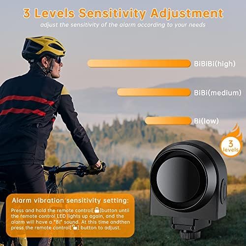 ONVIAN Wireless Bike Alarm with Remote, 115dB Loud Bicycle Anti Theft Alarm Vibration Motion Sensor System, USB-C Rechargeable Bike Alarms for Ebikes, Motorcycle, Scooter, Car, IPX5 Waterproof