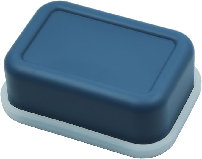 Silicone Travel Soap Case,Portable Soap Box with Draining Layer for Shower,Bathroom,Camping,Hiking,Gym (Navy Blue)