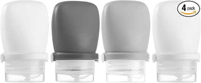 RONRONS 4 Pack 1oz TSA Approved Leakproof Silicone Travel Squeeze Bottles for Toiletries, Shampoo, Salad Dressing, Travel Essentials