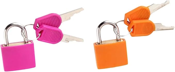 2 Pack TSA Approved Luggage Locks - Suitcase Padlocks with Keys, Travel Baggage Locks for School Gym Lockers, Laptop Bags & Outdoor Gear (Rose Red + Orange)