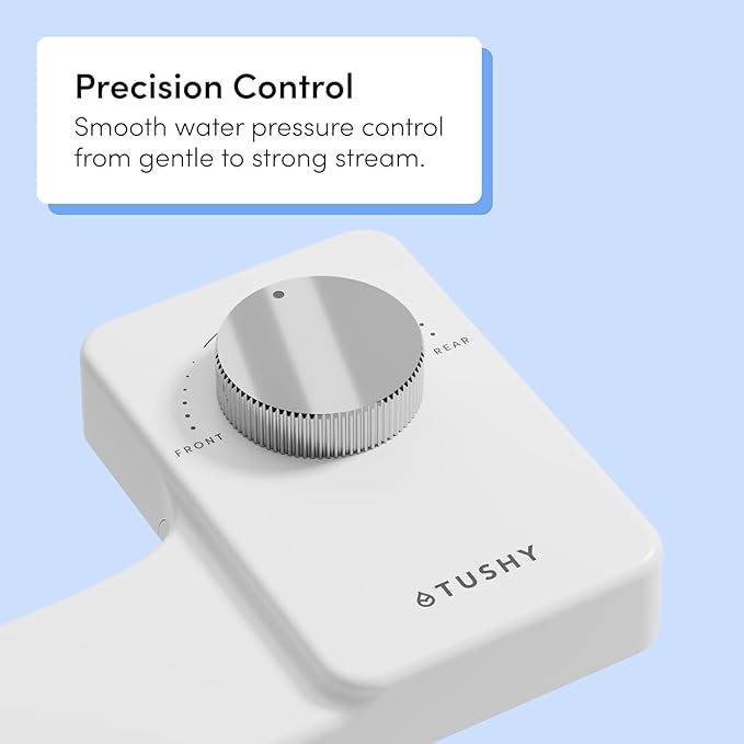 TUSHY NEW Fresh Dual Nozzle Cool Water Bidet: Ultra Slim Toilet Seat Attachment with Luxury 2 in 1 Front & Rear, Self-Cleaning, 180º Clean, (DIY Install, 10 Minutes), Non-Electric, Brushed Brass Knob
