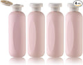 Empty Shampoo Bottles 6.7oz - Large Size Refillable Plastic Liquids Toiletry Containers - Empty Leak Proof Lotion Toiletries Dispenser - Pink Flip Cap Top Body Wash and Cosmetic Set 4 Pack