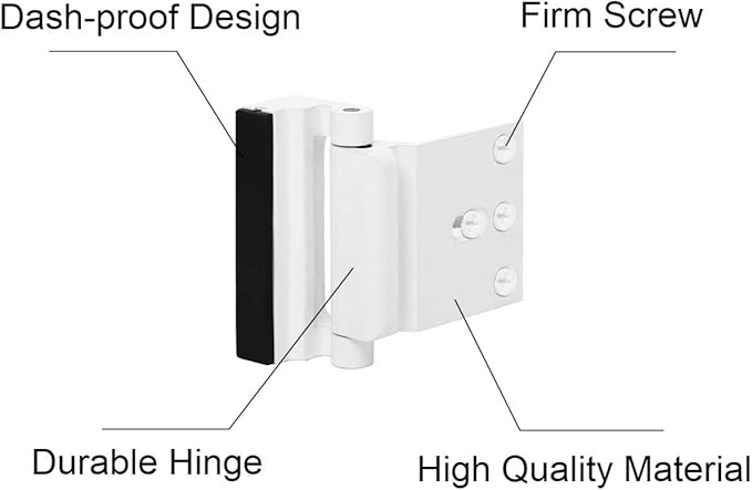3 Pack Door Reinforcement Locks with 12 Screws, Home Security Door Lock Stop for Toddler, Childproof Door Lock Night Lock Withstand 800 Lbs White