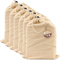 LFH Cotton Shoe Storage Bags with Drawstring, Dustproof Breathable Reusable Organizer, Perfect For Travel, Dorm, Hotel, College, Gym, Easy to Carry, Machine Washable 12"x17" (Pack of 6) - Natural