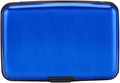 ELFISH RFID Blocking Credit Card Protector Aluminum ID Case Hard Shell Business Card Holders Metal Wallet for Men or Women (blue)