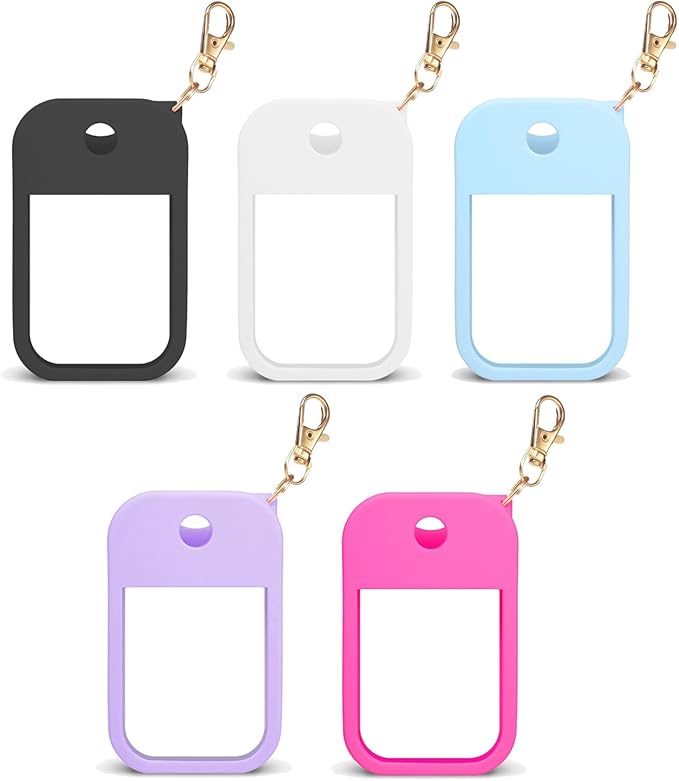 Charunee 5Pcs Hand Sanitizer Spray Case Compatible with Touchland, Protective Hand Sanitizer Spray Silicone Case Accessory with Keychain for Touchland Power Mist & Glow Mist1 fl oz (30 ml)
