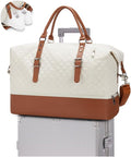 Travel Duffel Bag, Weekender Overnight Bag for Women with Trolley Sleeve, Carry On Bag for Airplanes Sport Tote Gym Bag with Shoes Compartment.(Beige)