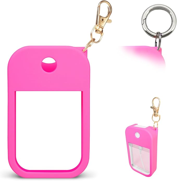 1 PC Soft Silicone Case for Touchland Power Mist (1FL. OZ./30 mL), Protective and Stylish Case with Keychain Compatible with Touchland Hand Sanitizer Spray (Hot Pink)