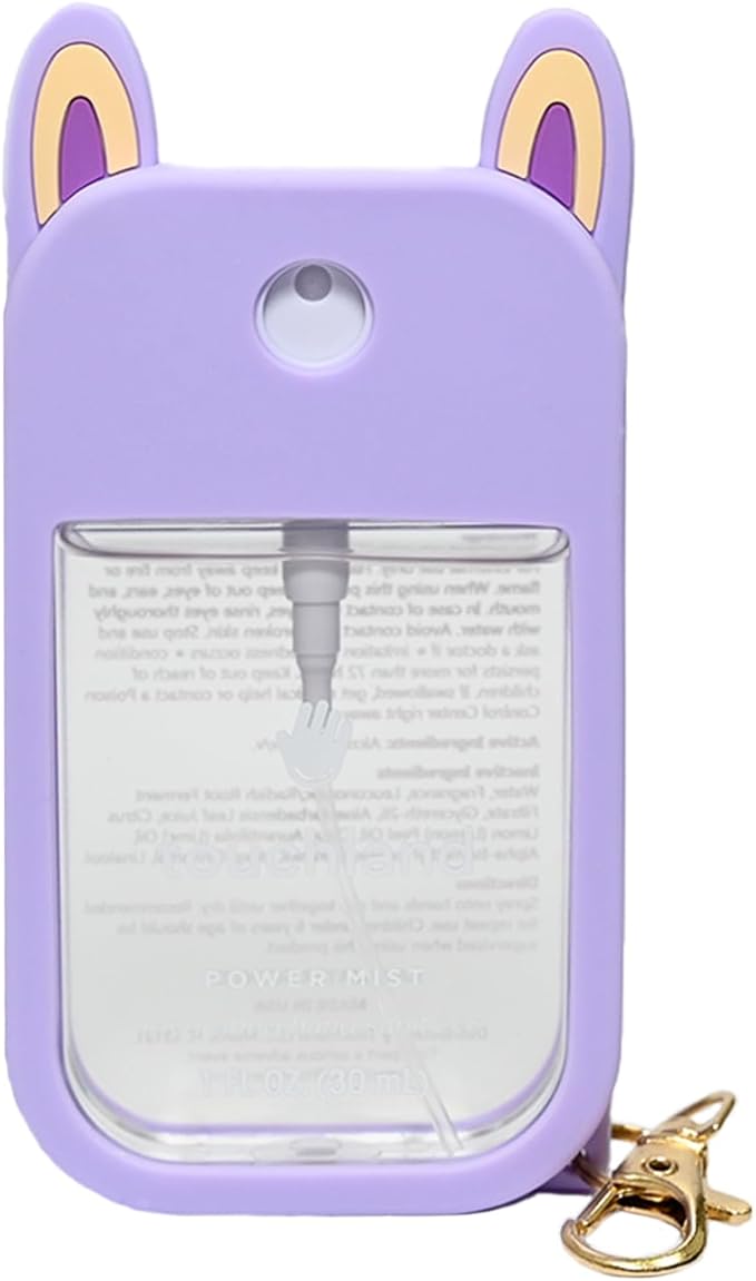 Silicone Case Compatible with Hand Sanitizer Spray, Protective Case with Keychain for Power Mist (Fit for 1 FL OZ), Hand Sanitizer Spray Accessory