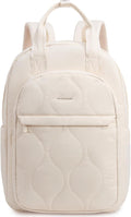 LOVEVOOK Laptop Backpack for Women, College Travel Backpack Puffer Womens Backpack for 15.6 Inch Laptop, Computer Water-Resistant Quilted Casual Daypack, Beige