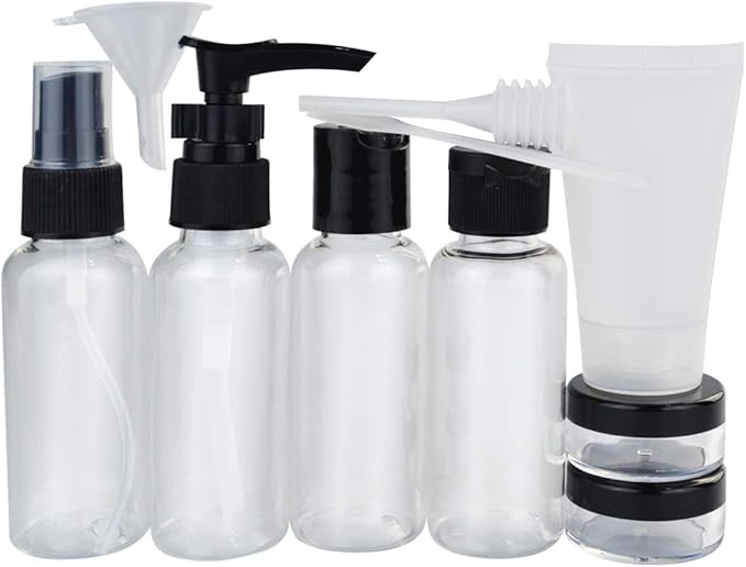 Wobe Travel Bottles and TSA Approved Toiletry Bag, Clear Quart Size with Leak-Proof Travel Containers Set Makeup Bag Accessories for Liquids Carry-On Luggage Compliant for Airplaine