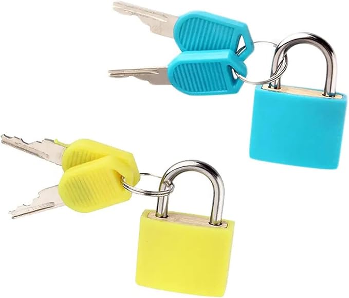 2 Pack TSA Approved Luggage Locks - Suitcase Padlocks with Keys, Travel Baggage Locks for School Gym Lockers, Laptop Bags & Outdoor Gear (Sky Blue + Yellow)