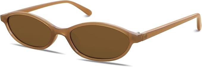 GUVIVI Retro Oval Sunglasses for Women Chic Cat Eye 90s Sunnies Lightweight Narrow Shades Trendy UV protection Sun Glasses