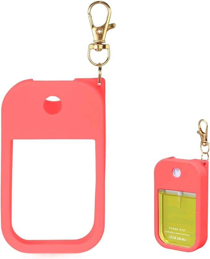 Hand Sanitizer Spray Case Compatible with Touchland Power Mist 1 oz – Silicone Case with Keychain for Touch Land Mist 1 fl oz（30 ml）, Hand Sanitizer Accessory for 1 fl oz (Red, 1 Pack)