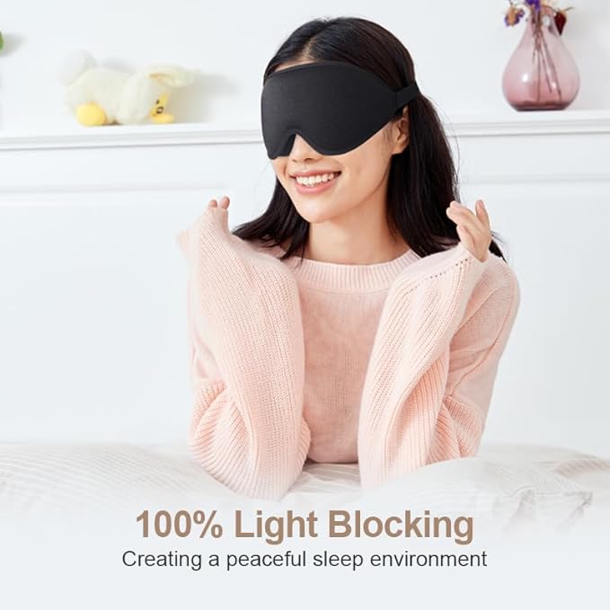 Sleep Mask for Side Sleeper Women Men, Light Blocking Eye Mask for Sleeping, 3D Contoured Cup Zero Eye Pressure Sleeping Mask with Adjustable Elastic Strap, Soft Breathable Eye Cover for Travel Yoga