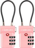 SURE LOCK TSA Approved Luggage Locks – 3-Digit Combination Cable Lock with Red Indicator, Large Dial & Easy-Press Button for Suitcases and Backpacks – Multi-Pack & Color Options