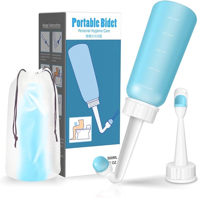Peri Bottle - Postpartum and Perineal Care - 2 in 1 Portable Bidet - Portable Travel Bidet Sprayer for Women or Men- Handheld Jet Spray Bottle for Toilet (500ML, Green)