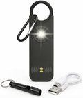 VOLTEK Personal Safety Alarm + Whistle Set for Women - Extra Loud (135 dB), LED Strobe Light, USB-C Rechargeable, Alert for Doors, Windows - Compact & Lightweight - Carabiner Included (Black)