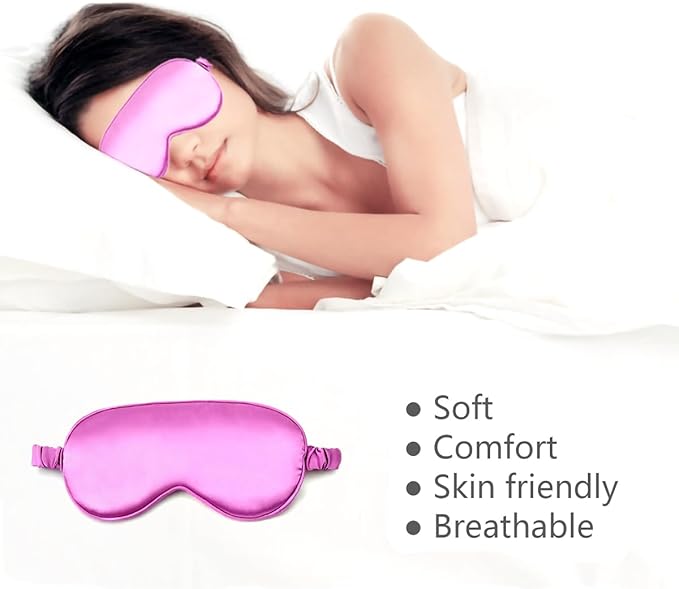 Silk Sleeping Mask, Silk Eye Mask with Adjustable Strap, Sleeping Aid Blindfold for Nap, Sleep Mask for Women to Full Night's Sleep, Travel and Nap.(1 Pack,Purple)