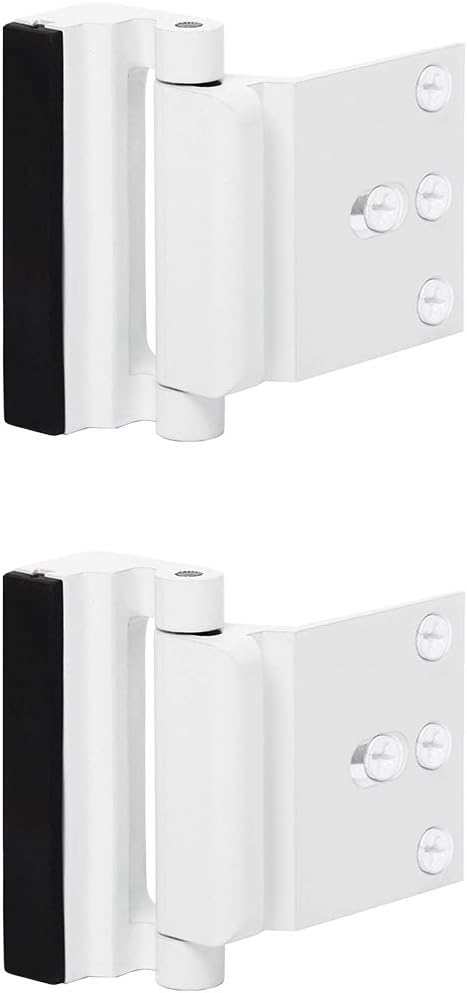 2 Pack Reinforcement Locks with 8 Screws, Childproof Night Lock Withstands 800 Lbs White