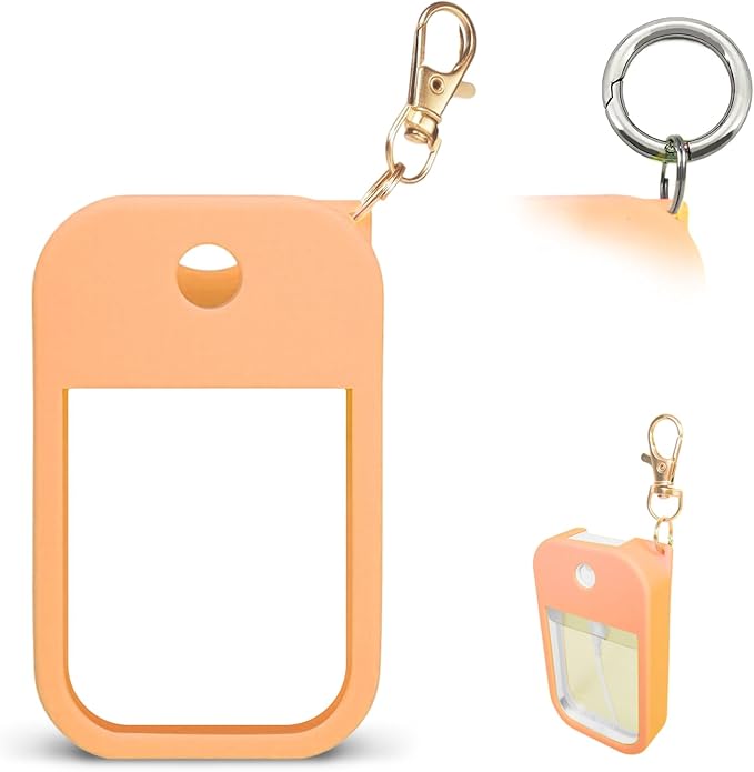 1 PC Soft Silicone Case for Touchland Power Mist (1FL. OZ./30 mL), Protective and Stylish Case with Keychain Compatible with Touchland Hand Sanitizer Spray (Orange)