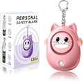 Personal Alarms Keychain, 130dB Loud Safety Siren, LED Light, Cute Cat Design Security Device for Women, Elderly, Children