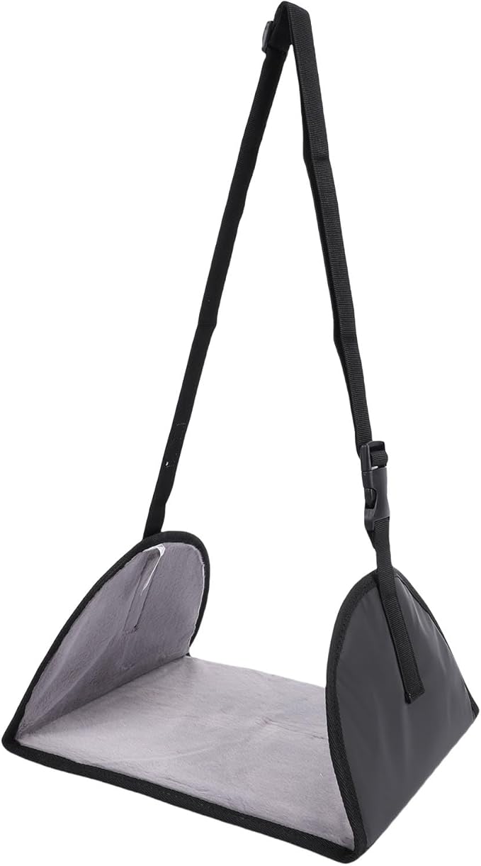 Foot Hammock for Plane Travel, Airplane Foot Rest with Extended Adjustment Strap, Travel Essentials to Relax Your Feet (Black)