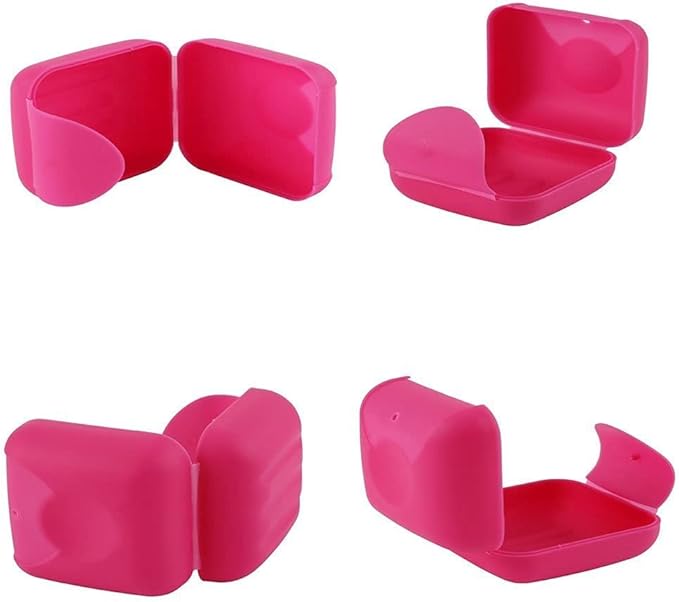 2 Pcs Small Size Plastic Soap Case Holder Container Box Home Outdoor Hiking Camping Travel,2.75 * 2.75 * 1.65 inch Rose