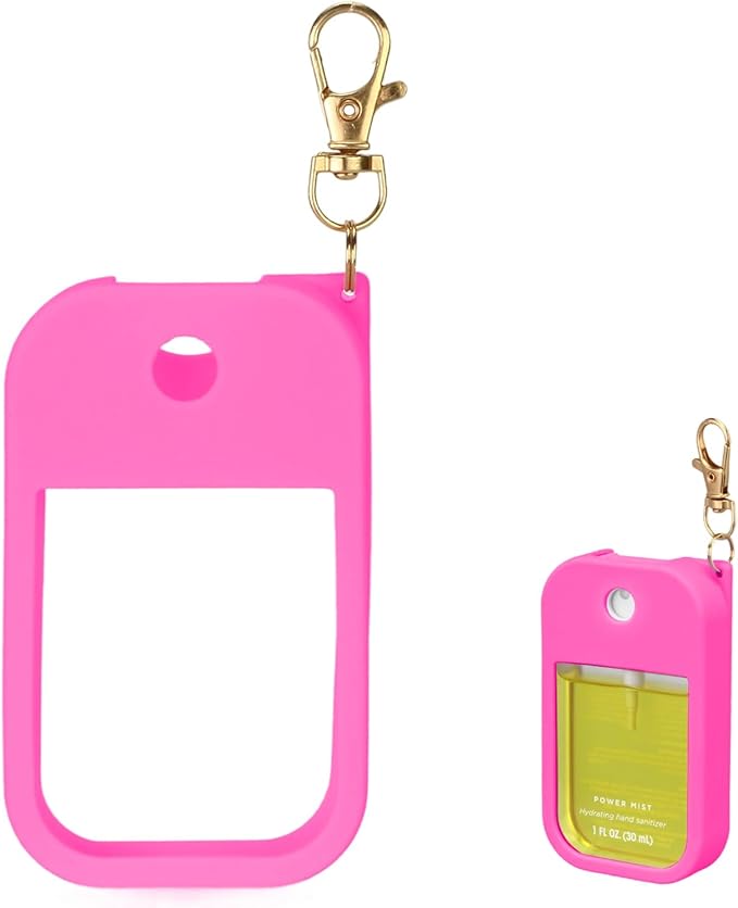 Hand Sanitizer Spray Case Compatible with Touchland Power Mist 1 oz – Silicone Case with Keychain for Touch Land Mist 1 fl oz（30 ml）, Hydrating Hand Sanitizer Accessory for 1 fl oz(Hot Pink)