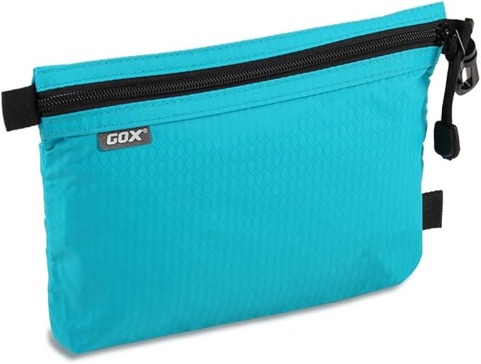 GOX Travel Toiletry Bag, Carry On Small Zipper Pouch, Cosmetic Kit Makeup, Digital Bag, Water Repellent Nylon (Turquoise)