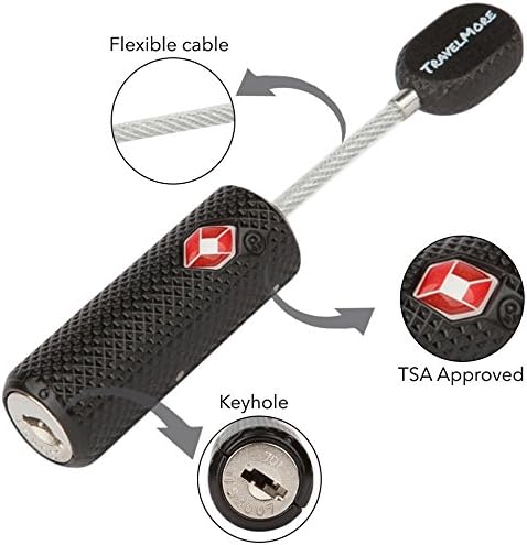 4 Pack TSA Approved Luggage Locks with Keys for Travel – Flexible Ultra Secure Mini Key Padlock & Metal Zinc Alloy Material – Black
