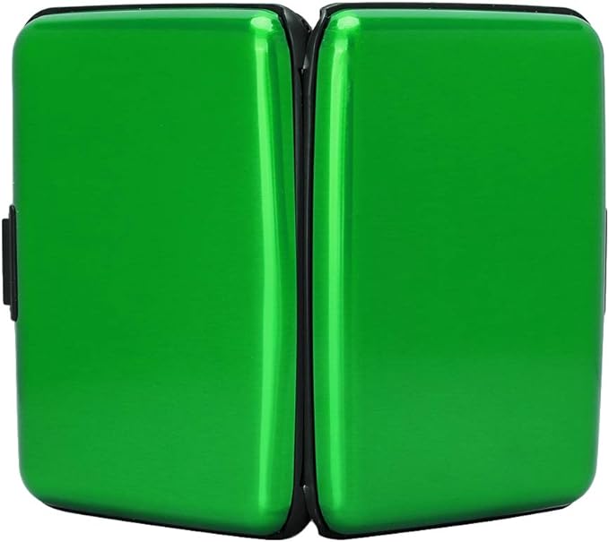 ELFISH RFID Blocking Credit Card Protector Aluminum ID Case Hard Shell Business Card Holders Metal Wallet for Men or Women (green)